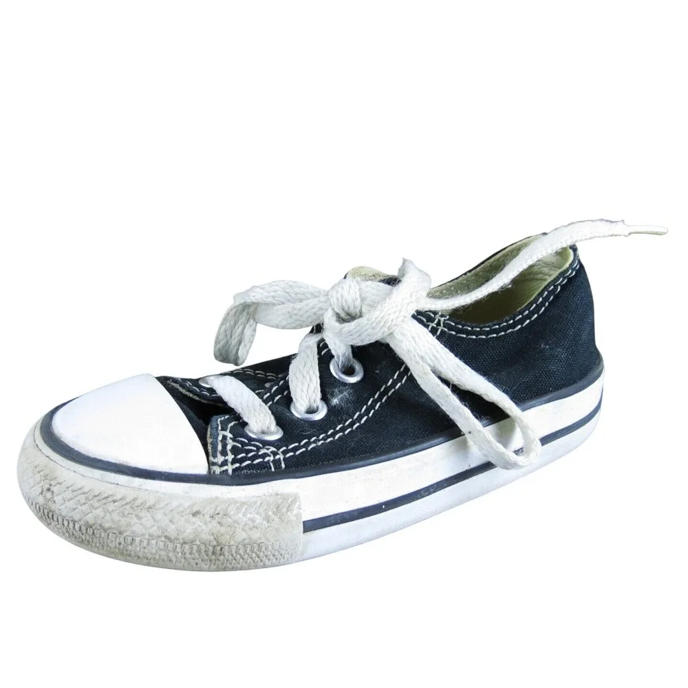 Converse Boys Sneaker Low Top Sz‎ T 6 Medium Black Fabric Lace Up